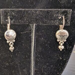Brighton Silver Scroll Heart Dangle Earrings